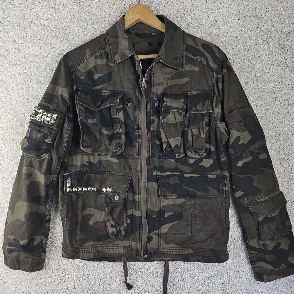 Vintage GAP Jacket Sz Small Camo Military Field Cargo Utility Heavy Duty Y2K